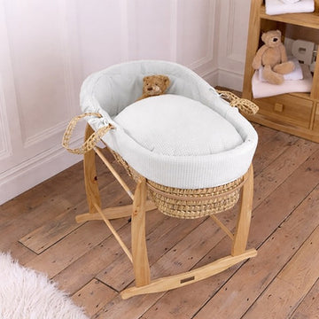Super Nanny Moses Basket Waffle White