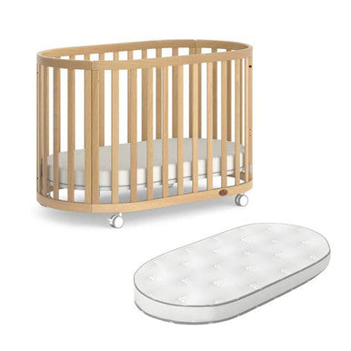 Boori Eden Oval Cot and Mattress - Beech-1
