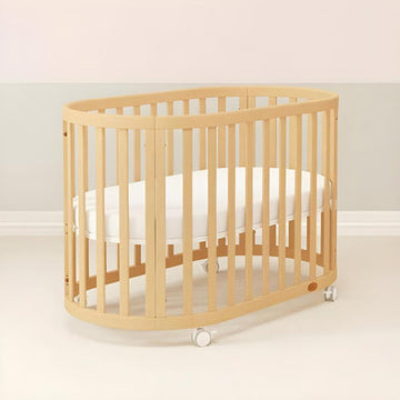 Boori Eden Oval Cot and Mattress - Beech