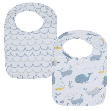 Buy Living Textile Muslin Baby Bibs - Whale of a Time (2pk) Online - Babies Nz